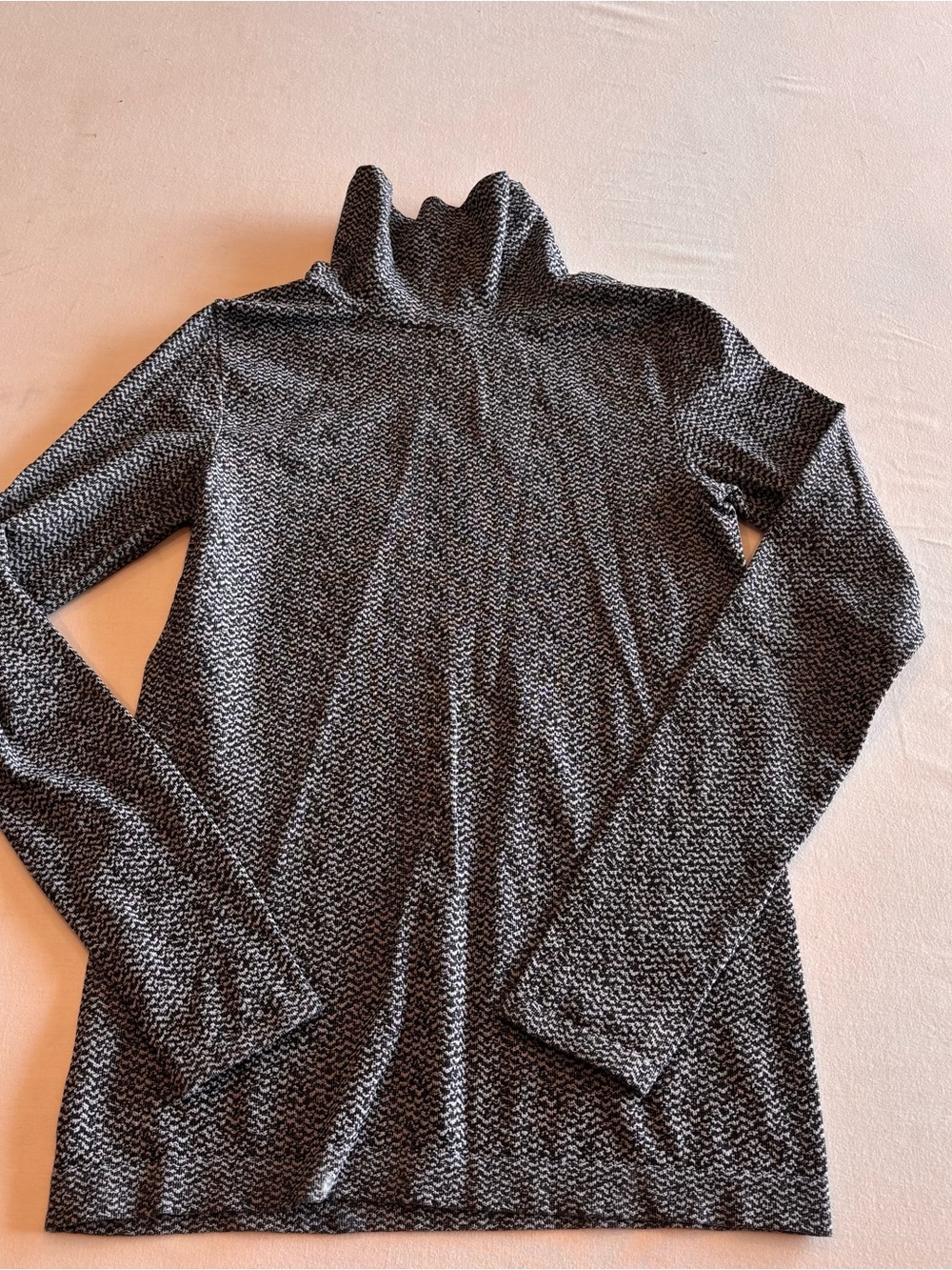 Athleta Black and White Marled Knit Turtleneck